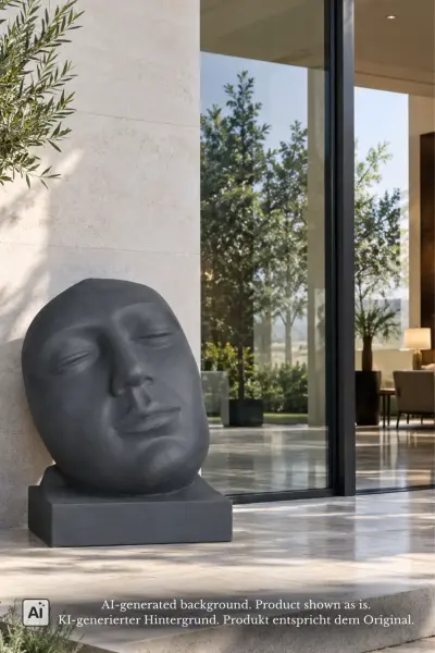Product image 1 of the product “Mask On Stand, 84cm Height | GRC (Glassfibre Reinforced Concrete), Bronze Finish ”